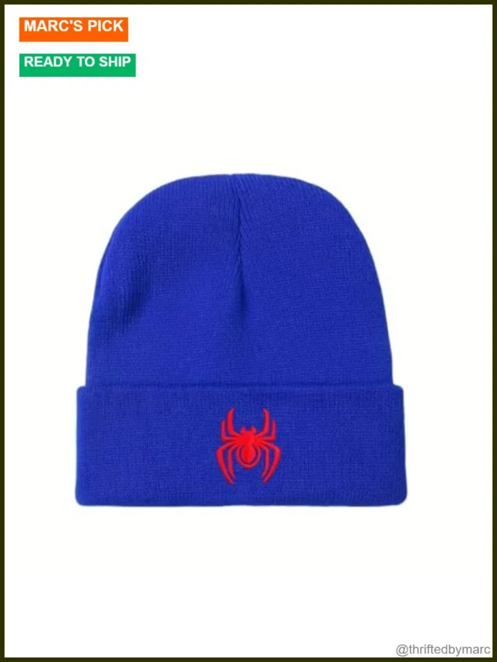 Y2k Knitted Spider Graphic Beanie Hat for Women Men Warm Winter Skull Cap